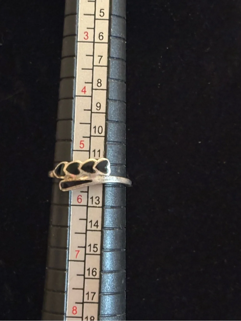 Pair of 925 Sterling Silver Pinky Rings – Lover’s Knot & Black Enamel Hearts